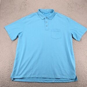 Tori Richard Shirt Mens XXL Blue Honolulu Quick Dry Short‎ Sleeve Polo Wicking